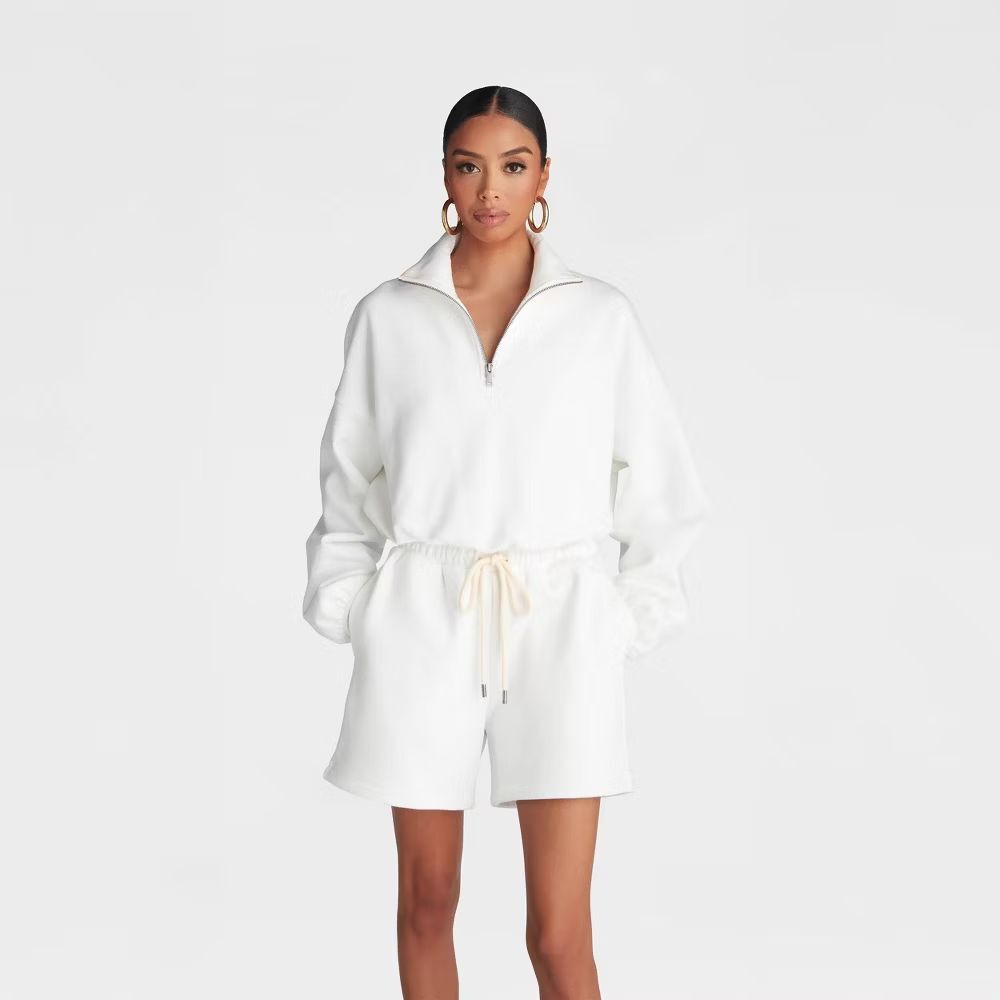 KBB by KAHLANA Women's Pullover 'The Quarter Zip Sweatshirt' White M NWOT